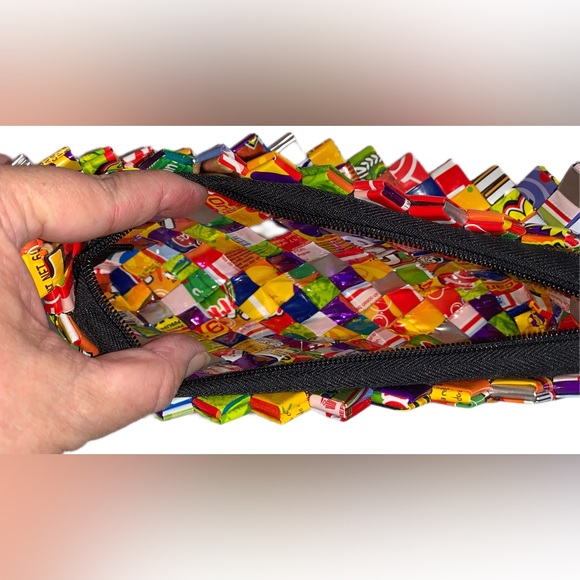Upcycled Candy Wrapper Purse w/ Black Zipper - Picture 3 of 4